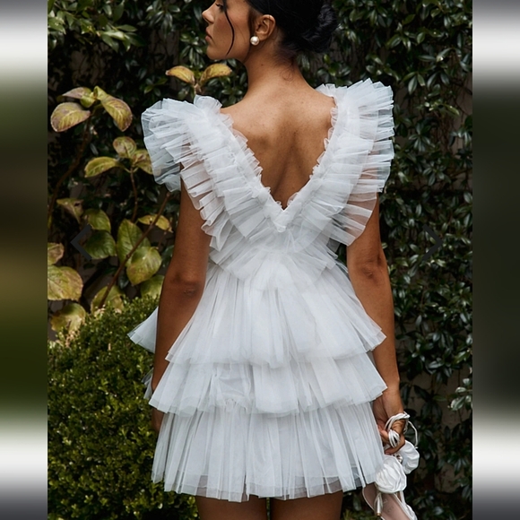 SELFIE LESLIE Froufrou Layered White Tulle Mini Dress - Picture 3 of 13